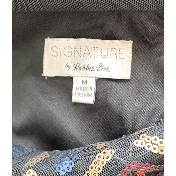 Signature by Robbie Bee Black Velvet & Sequin Sleeveless A-Line Dress Size M - Picture 4 of 4